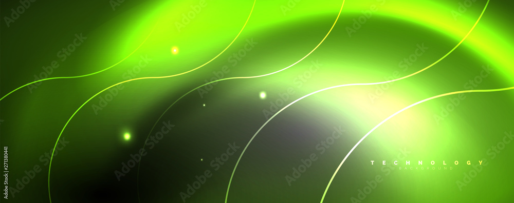 Shiny neon lights, dark abstract background with blurred magic neon light curved lines Shiny neon lights, dark abstract background with blurred magic neon light curved lines