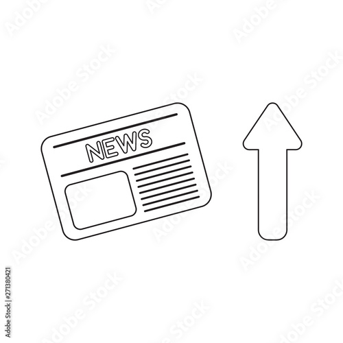 Vector icon concept of newspaper with arrow up.