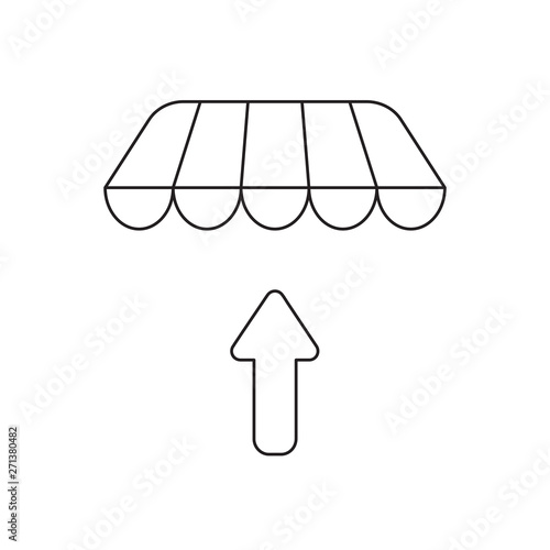 Vector icon concept of arrow up under shop store awning.