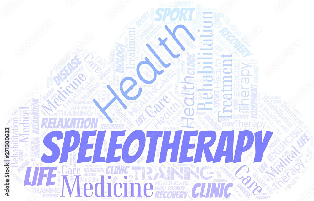 Obraz premium Speleotherapy word cloud. Wordcloud made with text only.