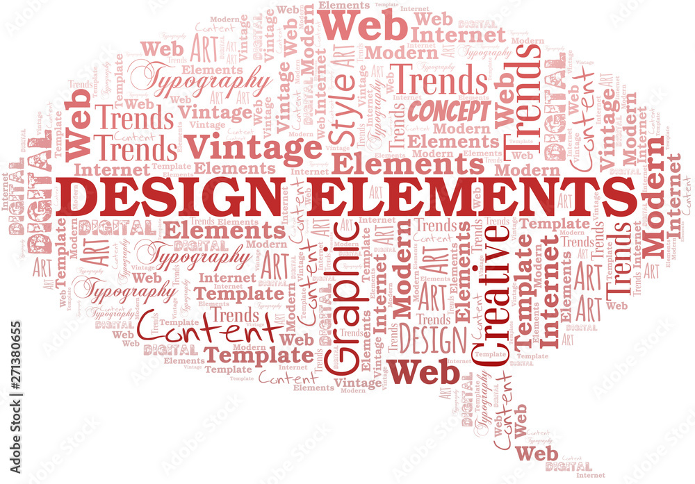 Design Elements word cloud. Wordcloud made with text only.