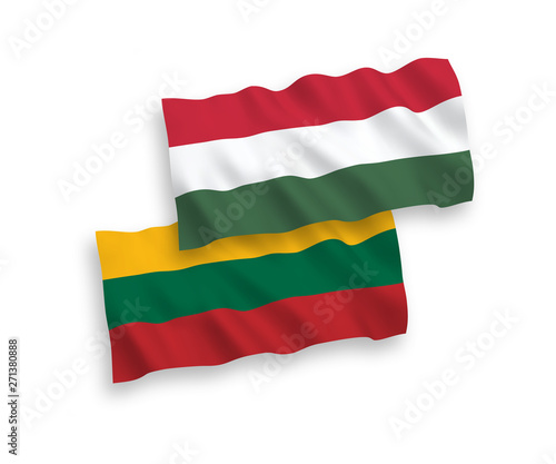 Free Download National vector fabric wave flags of Lithuania and Hungary isolated on white background. 1 to 2 proportion. - GFXLoad