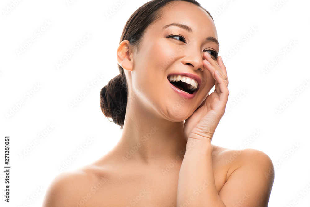 smiling asian girl with clean face, isolated on white smiling asian girl with clean face, isolated on white
