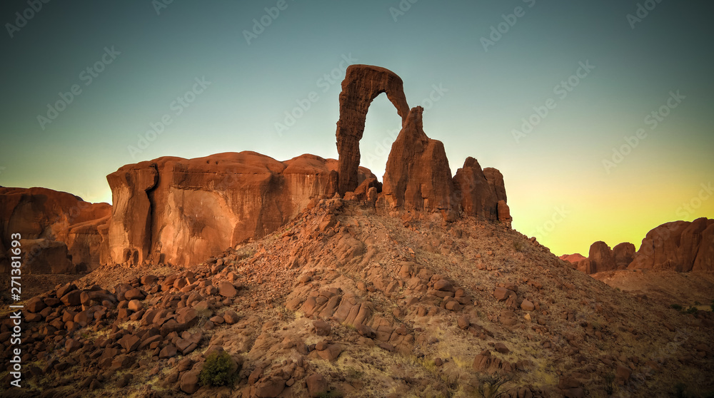 Abstract Rock formation at plateau Ennedi aka window arch in Chad