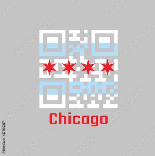 QR code set color of Chicago flag, the city of Chicago is the most populous city in Illinois.