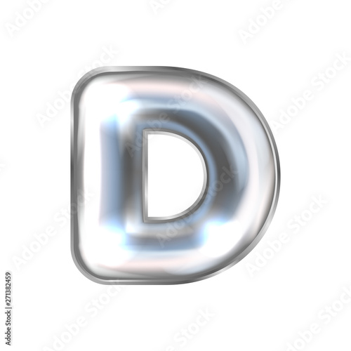 Silver perl foil balloon, inflated alphabet symbol D