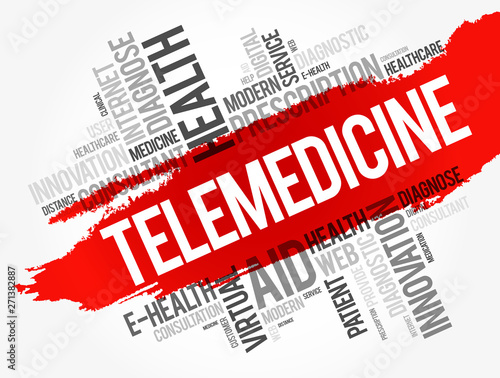 Telemedicine word cloud collage, health concept background