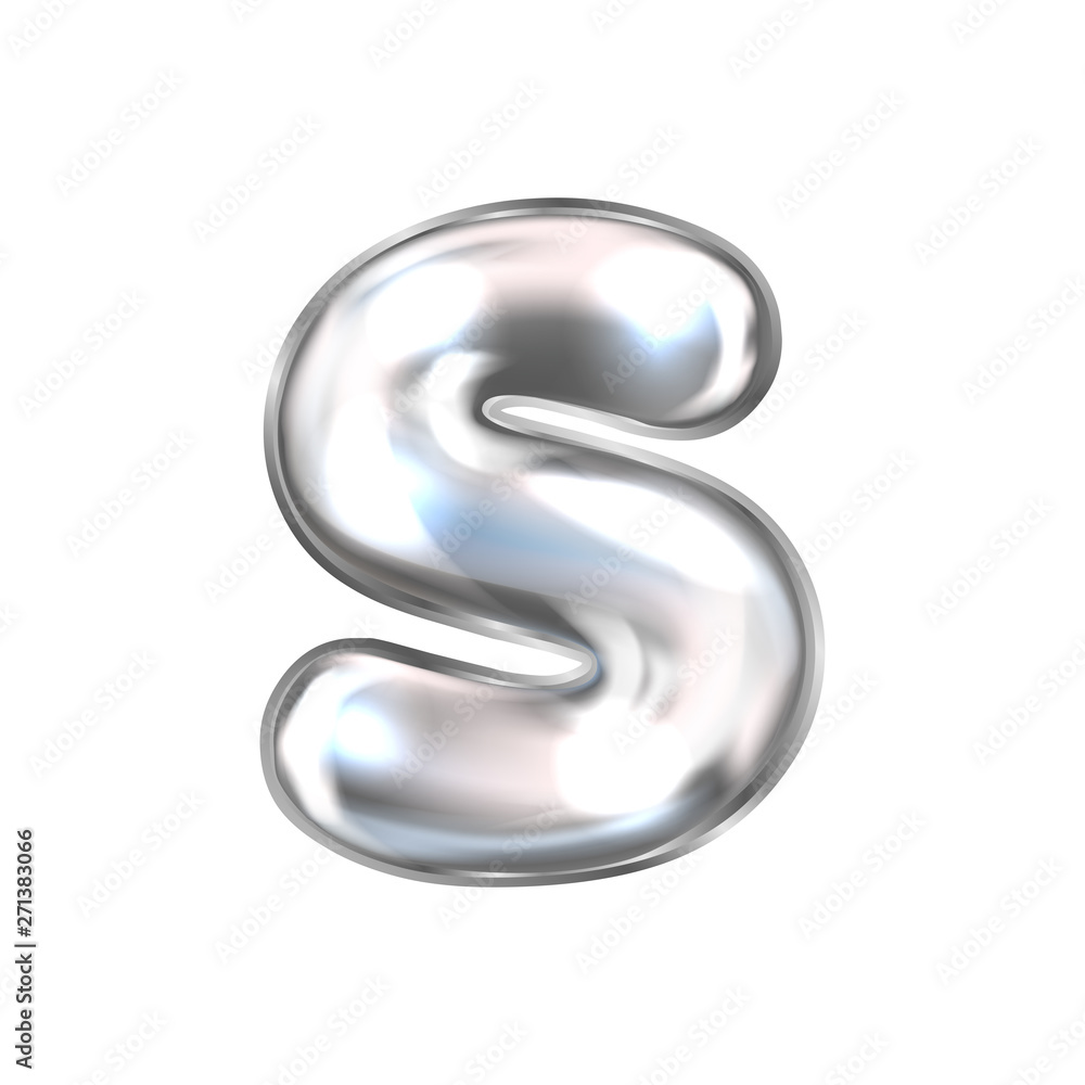 Silver perl foil balloon, inflated alphabet symbol S Silver perl foil balloon, inflated alphabet symbol S