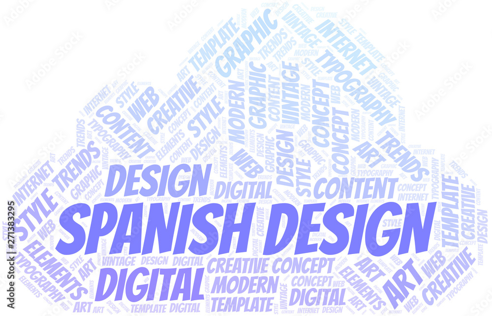 Obraz premium Spanish Design word cloud. Wordcloud made with text only.