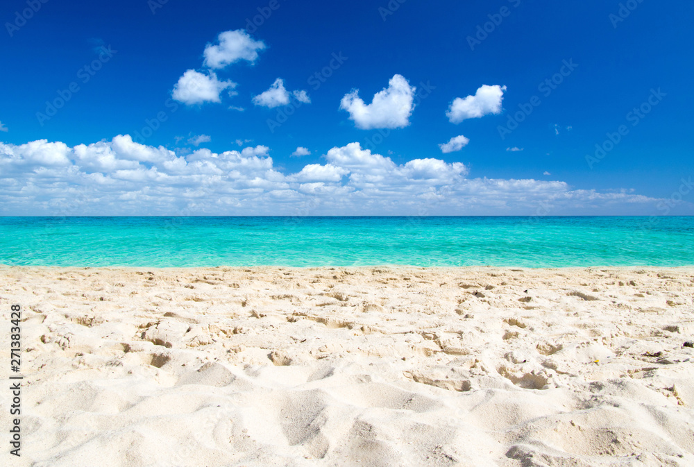 tropical Maldives island with white sandy beach and sea