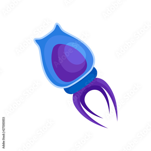 Blue plankton with a translucent body. Vector illustration on white background.