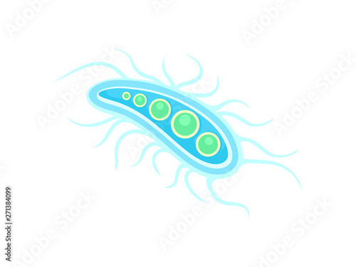 Light blue plankton with tentacles at the edges. Vector illustration on white background.