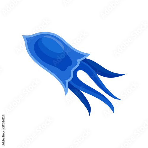 Blue plankton in the form of a jellyfish. Vector illustration on white background.