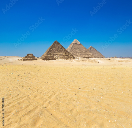 pyramids with a beautiful sky of Giza in Cairo  Egypt.