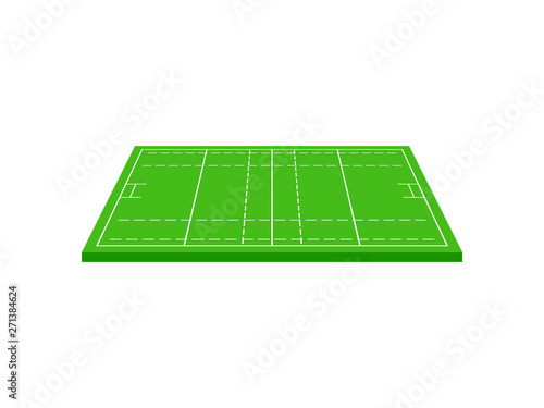 Green rugby field. View from above. Vector illustration on white background.