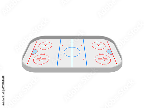 Ice rink for playing hockey. View from above. Vector illustration on white background.