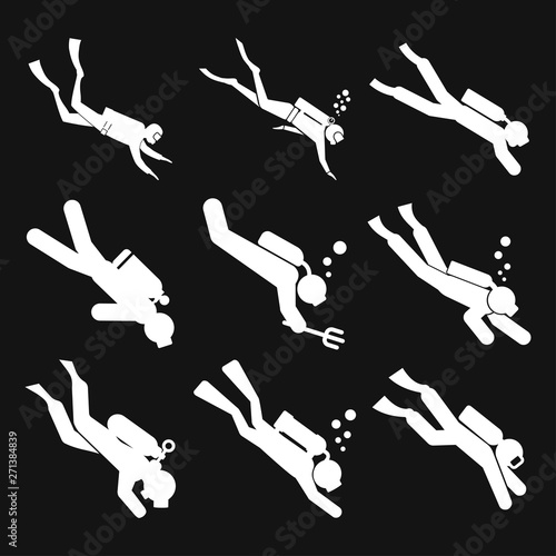 Scuba diver icon vector sign symbol for design