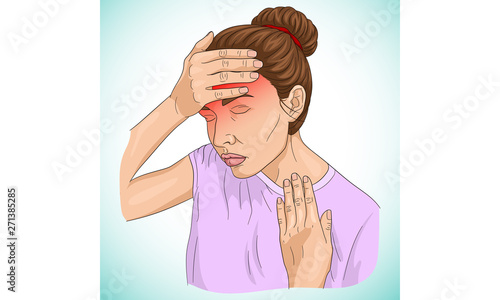 Illustration of headache shown on a women body