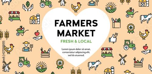 Vector Farmers Market Icon Logo Banner