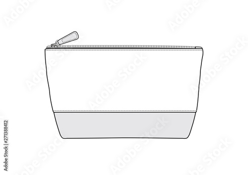 cosmetic bag, daily zip pouch vector illustration sketch template