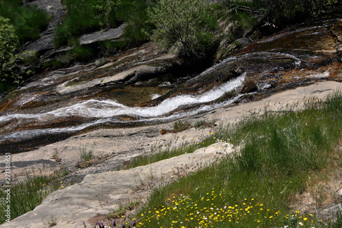 Water flowing down the slope