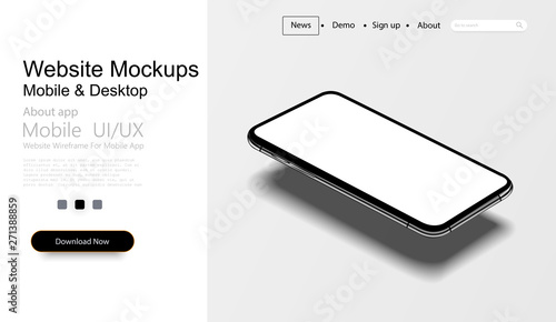 Smartphone frame less blank screen, isometric position. 3d isometric illustration cell phone. Smartphone perspective view. Template for infographics or presentation UI design interface. vector