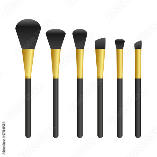 golden make up brush set isolated on white background vector illustration EPS10