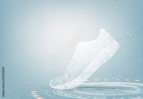 Abstract polygonal  fitness sneakers shoes for training, running shoe vector illustration