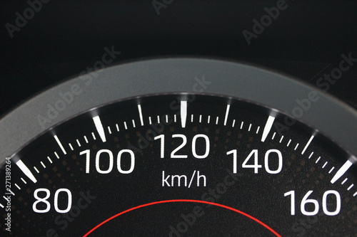 Vehicle speedometer close-up photo