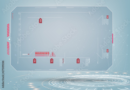 Abstract Futuristic Presentation Panel (Frame), Technology Display.  Sci Fi Futuristic User Interface Square Text Frames. HUD UI. Futuristic techno border design.  Vector