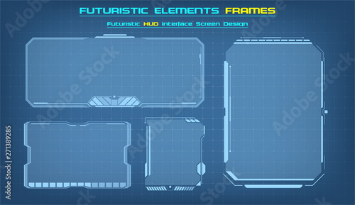 Sci Fi HUD modern futuristic user interface square Frames blocks Set.  Technology background with HUD dashboard interface. Vector illustration.