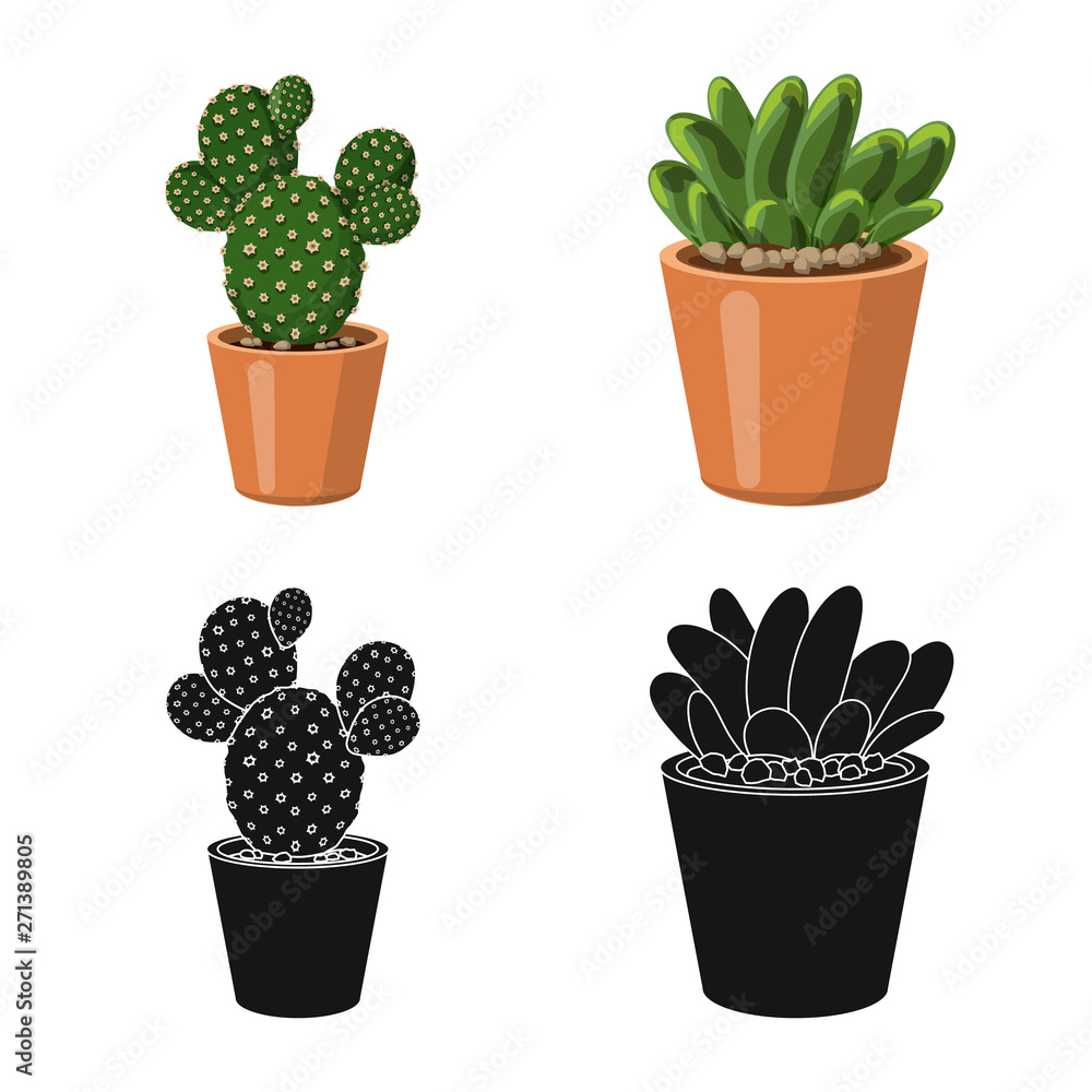 Vector illustration of cactus and pot logo. Set of cactus and cacti stock vector illustration. Vector illustration of cactus and pot logo. Set of cactus and cacti stock vector illustration.
