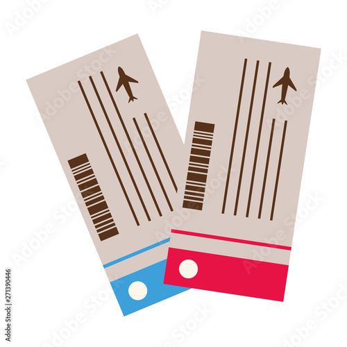 airline tickets boarding pass on white background