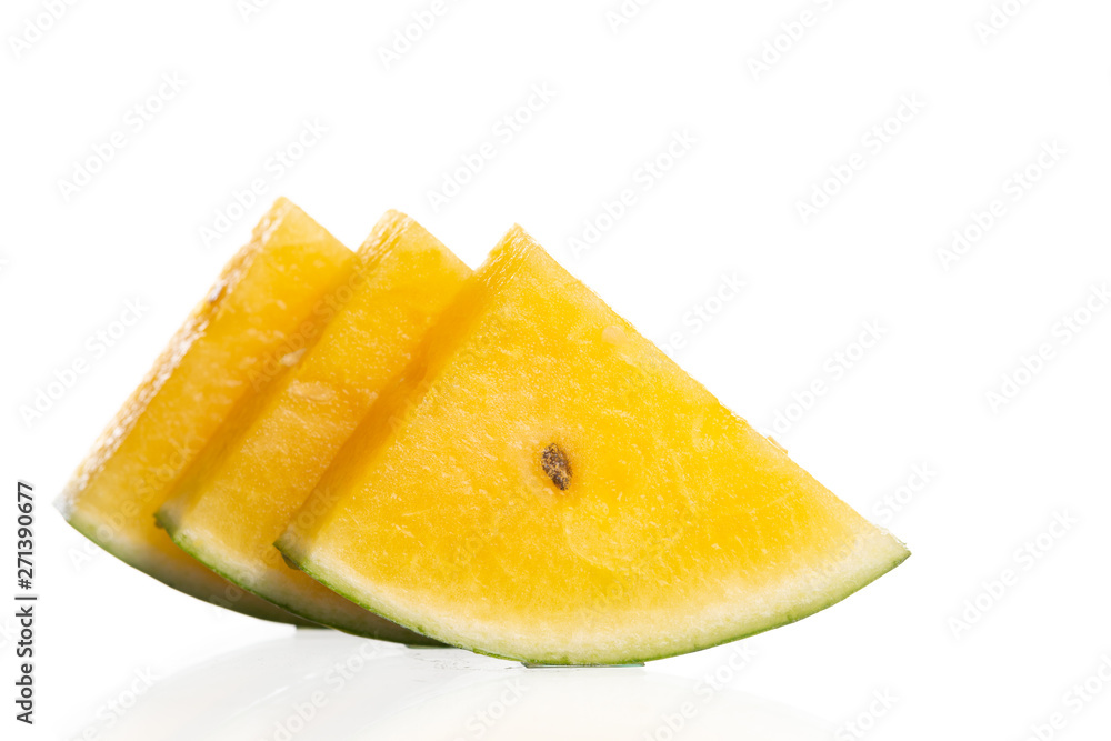 Yellow watermelon on white background