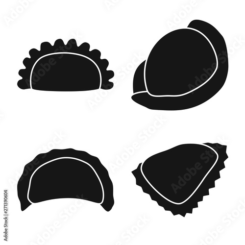 Vector design of cuisine  and appetizer logo. Set of cuisine  and food  vector icon for stock.
