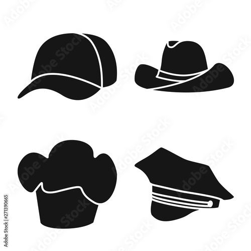Isolated object of beanie  and beret sign. Collection of beanie  and napper vector icon for stock.