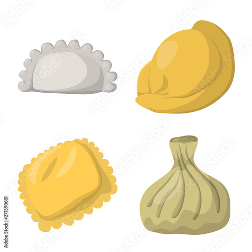 Vector design of dumplings and food  sign. Collection of dumplings and stuffed vector icon for stock.