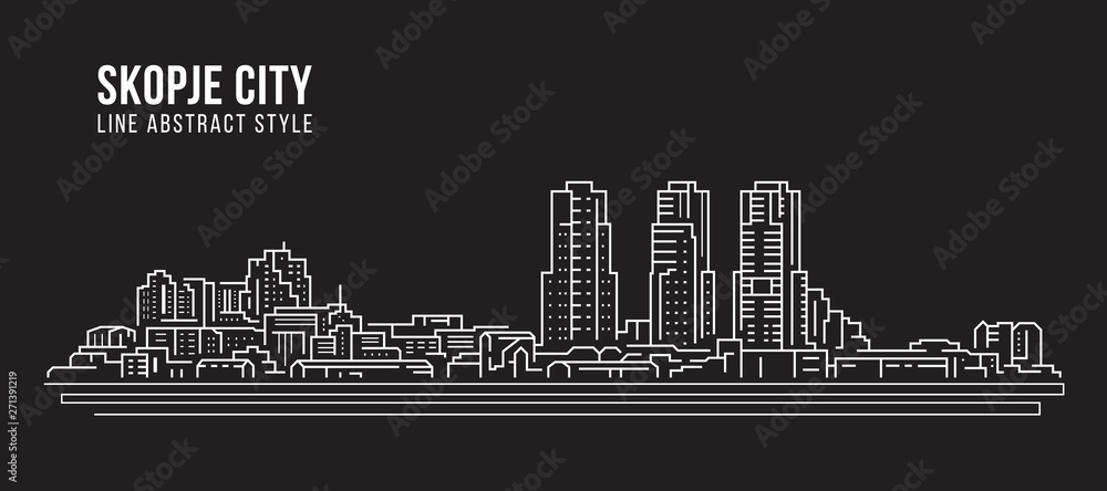 Cityscape Building Line art Vector Illustration design -  Skopje city