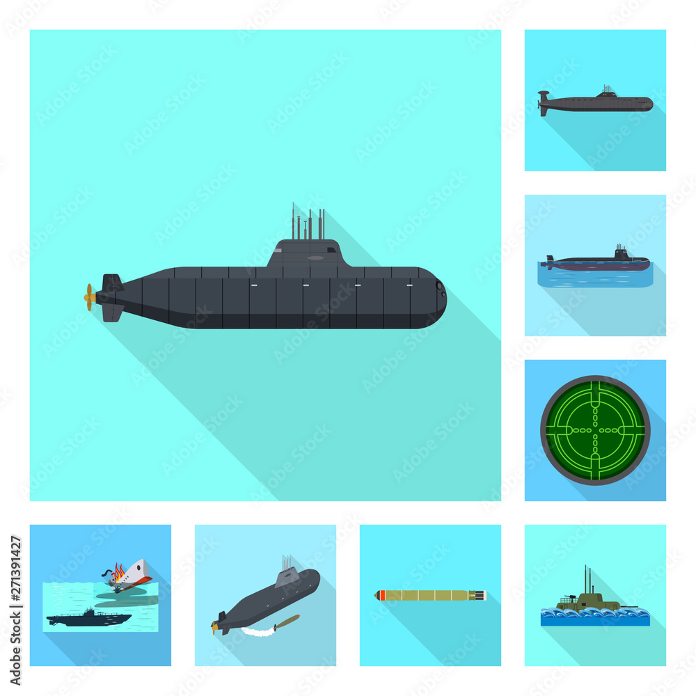 Obraz premium Vector design of military and nuclear icon. Set of military and ship stock symbol for web.