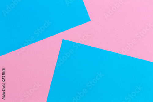 Abstract geometric shape pastel pink and light blue color paper background