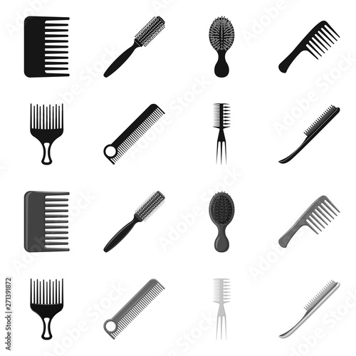 Isolated object of brush and hair symbol. Set of brush and hairbrush vector icon for stock.