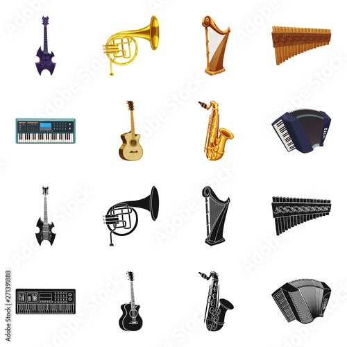 Isolated object of music and tune logo. Collection of music and tool stock symbol for web.