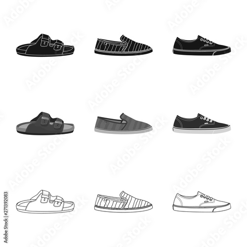 Isolated object of shoe and footwear icon. Collection of shoe and foot vector icon for stock.