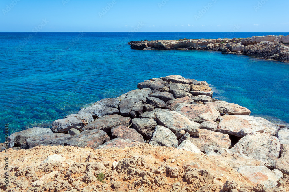 The sea and rocks in Cyprus 