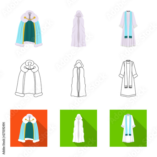 Vector illustration of material and clothing sign. Set of material and garment stock vector illustration.