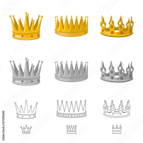 Vector illustration of medieval and nobility symbol. Collection of medieval and monarchy stock vector illustration.