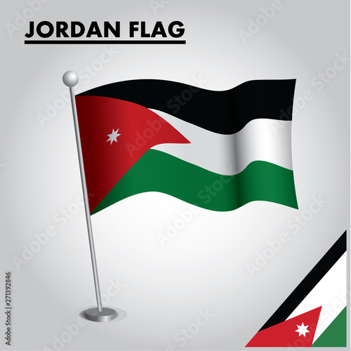 National flag of JORDAN on a pole