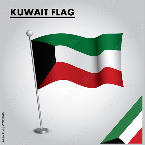 National flag of KUWAIT on a pole