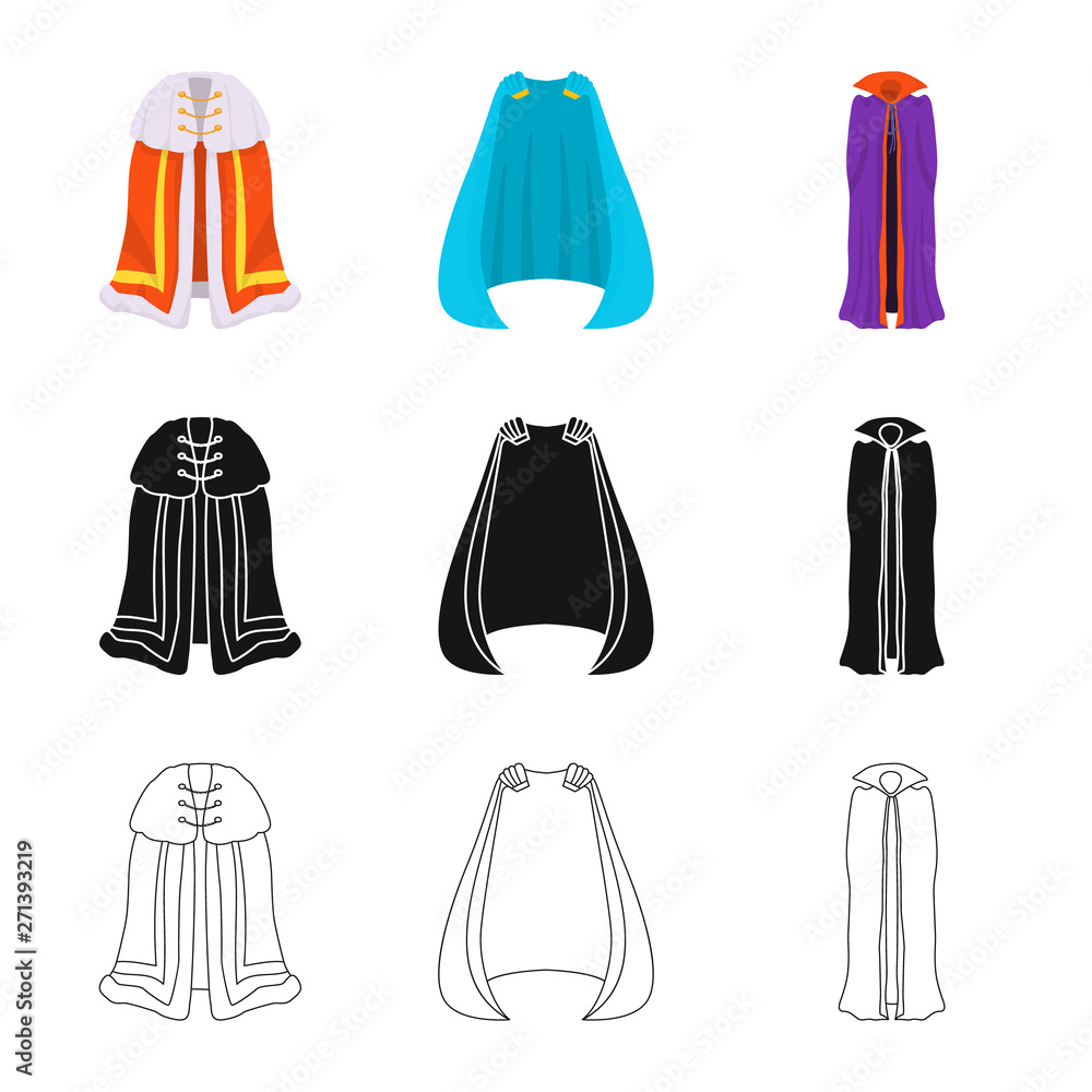 Vector illustration of material and clothing sign. Set of material and garment stock symbol for web. Vector illustration of material and clothing sign. Set of material and garment stock symbol for web.