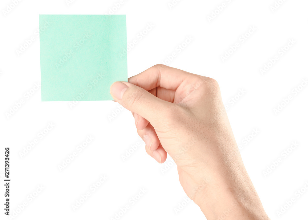 Hand hold virtual business card, credit card or blank paper Hand hold virtual business card, credit card or blank paper